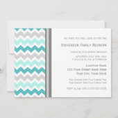 家族会の招待状の水の灰色シェブロン 招待状 (裏面)