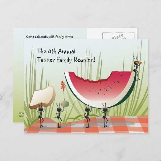 家族会の招待状の郵便はがき インビテーションポストカード (正面/裏面)