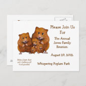 家族会の招待状、ハムスター、アートワーク インビテーションポストカード (正面/裏面)