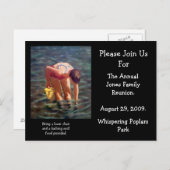 家族会の招待状、湖、泳ぐビーチ インビテーションポストカード (正面/裏面)