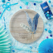 家族会の木製の塀板w羽 ペーパープレート (パーティー)