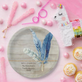 家族会の木製の塀板w羽 ペーパープレート (パーティー)