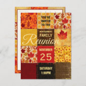 家族会の農家の秋のパッチワークキルト インビテーションポストカード (正面/裏面)