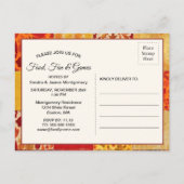 家族会の農家の秋のパッチワークキルト インビテーションポストカード (裏面)