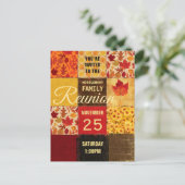 家族会の農家の秋のパッチワークキルト インビテーションポストカード (スタンド正面)