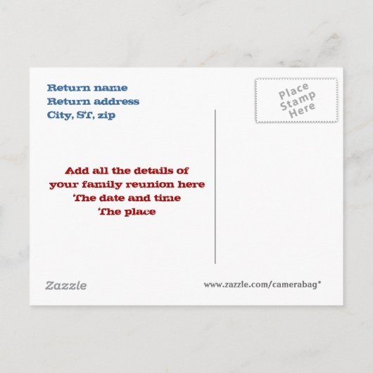 家族会の郵便はがきの招待状 インビテーションポストカード (裏面)