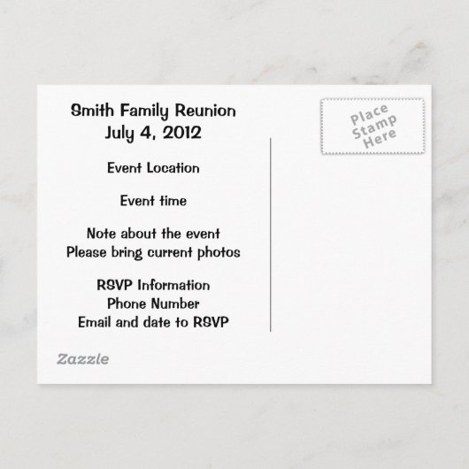 家族会の郵便はがき インビテーションポストカード (裏面)