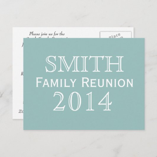 家族会の青の背景 インビテーションポストカード (正面/裏面)