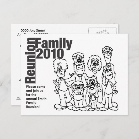 家族会の2010年の着色の招待 インビテーションポストカード (正面/裏面)