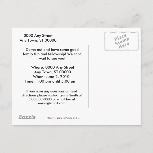 家族会の2010年の着色の招待 インビテーションポストカード (裏面)