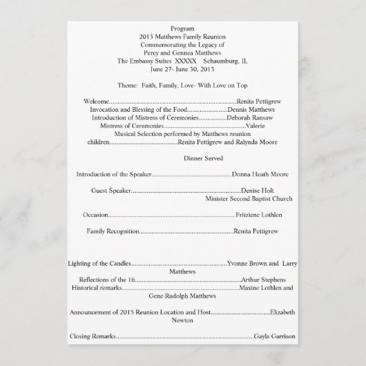 家族会プログラム プログラム (正面)