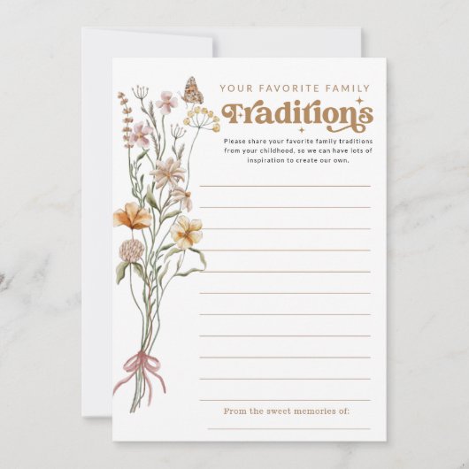 家族伝統ワイルドフラワーベビシャワーゲームカード 招待状 (正面)