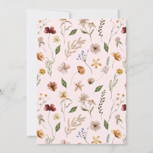 家族伝統ワイルドフラワーベビシャワーゲームカード 招待状 (裏面)