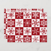 家族伝統的クリスマス赤い雪片パターン シーズンポストカード (正面/裏面)