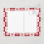 家族伝統的クリスマス赤い雪片パターン シーズンポストカード (裏面)