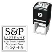 家族伝統的モノグラムと差出人住所 セルフインキングスタンプ (インサイチュ)