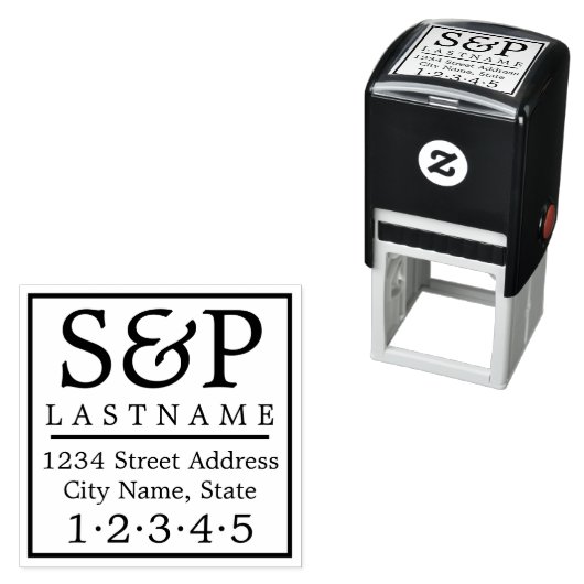 家族伝統的モノグラムと差出人住所 セルフインキングスタンプ (インサイチュ)