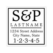 家族伝統的モノグラムと差出人住所 セルフインキングスタンプ (デザイン)