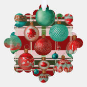 家族伝統的写真レッドグリーンプレイドホリデー オーナメントカード (裏面)