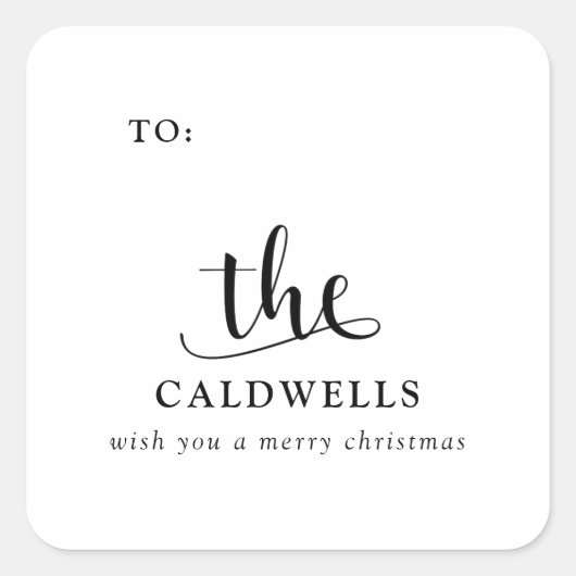 家族伝統的書道クリスマスギフト名 スクエアシール (正面)