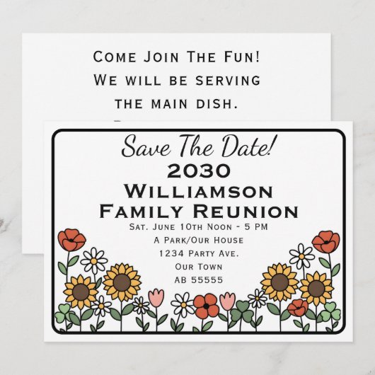 家族再会のご案内 サンフラワー Save The Date カード (正面/裏面)