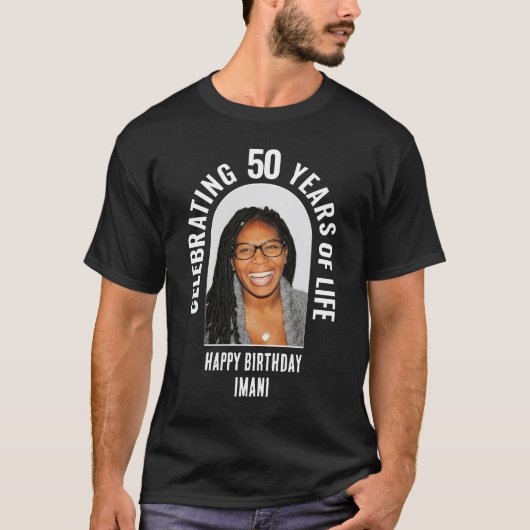家族再会のカスタムマッチング 50歳の誕生日写真 Tシャツ (正面)