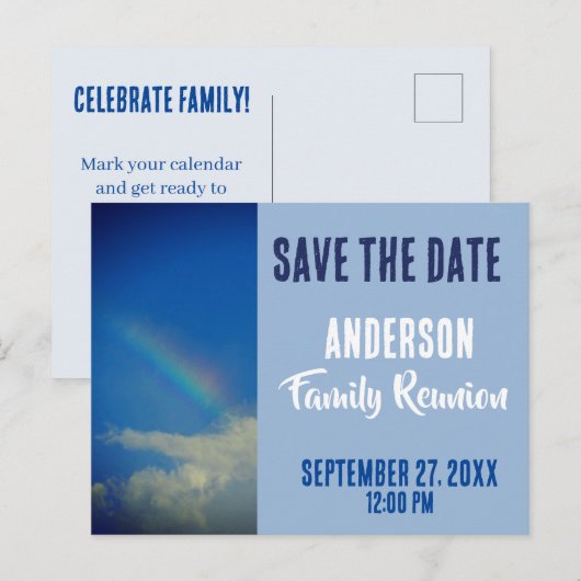家族再会の集い 虹のSave The Date ポストカード (正面/裏面)