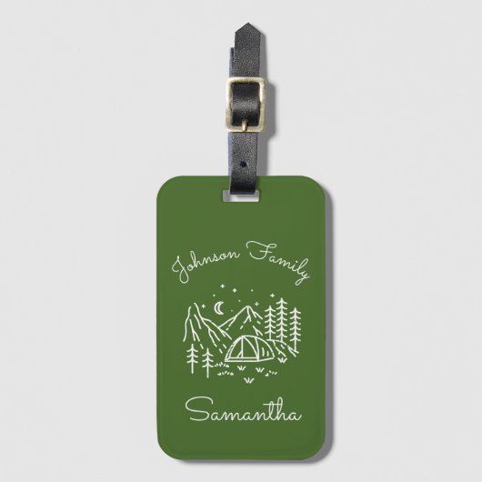 家族再会バケーション 自然 緑 キャンプ ラゲッジタグ (正面縦)