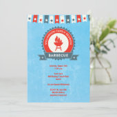 家族再会バーベキュー 赤白青の招待状 招待状 (スタンド正面)