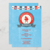 家族再会バーベキュー 赤白青 招待状 (正面/裏面)