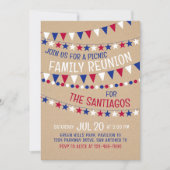 家族再会ピクニック 赤 白 青 招待状 (正面)