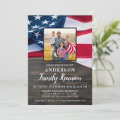 家族再会 アメリカ国旗 フォト 愛国パーティ 招待状 (スタンド正面)