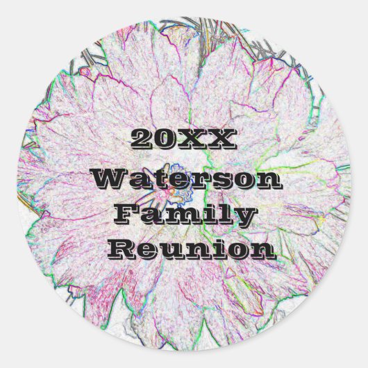 家族再会 アーティスティック フラワー ピンク 封筒 シール (正面)