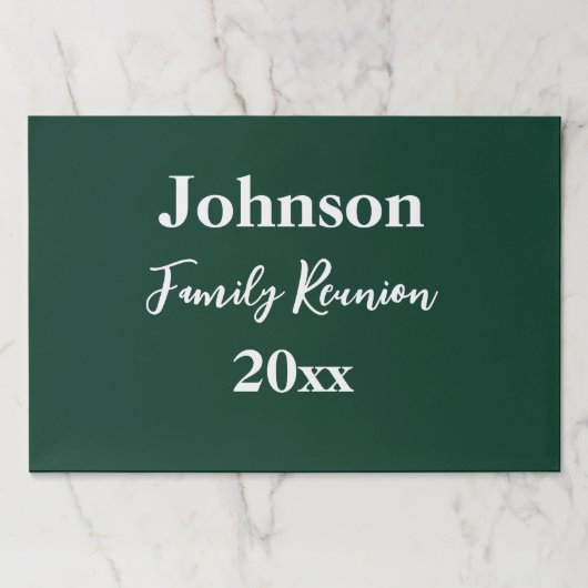 家族再会 ダークグリーン ホワイト 名前 年 敷き紙 ペーパーパッド (正面)