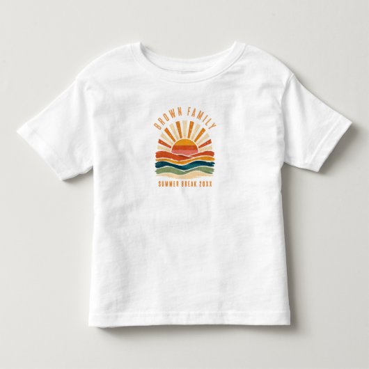 家族再会 夏の夕日 ビーチ トドラーTシャツ (正面)