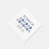 家族再会 現代的な青いパーティ ピクニック スタンダードカクテルナプキン (角)