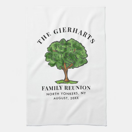 家族再会 系譜 ツリー いとこたち 集まる キッチンタオル (縦)