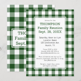 家族再会 緑 白 バッファローチェック パーティー 招待状