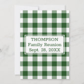 家族再会 緑 白 ブッファロー チェック パーティー 招待状 (裏面)