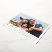 家族写真おもしろいエレガント書道JOY金ゴールド 箔シーズンカード (回転した状態)