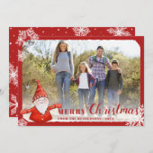 家族写真かわいい格言赤メリークリスマス シーズンカード (正面/裏面)