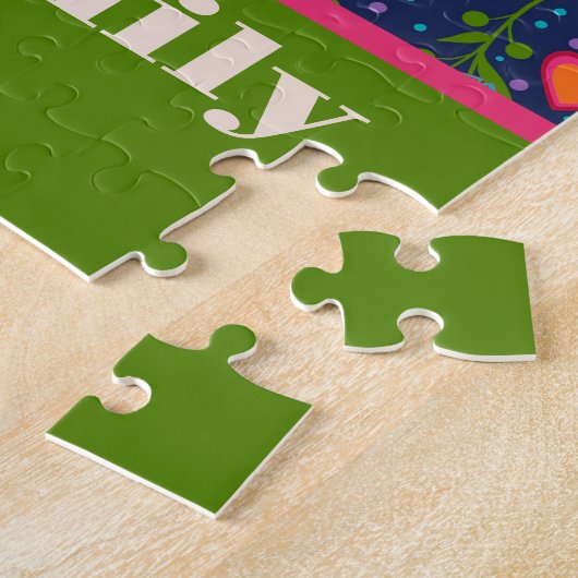 家族写真かわいらしフォーク蝶の花カスタムの ジグソーパズル (側面)