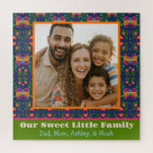 家族写真かわいらしフォーク蝶の花カスタムの ジグソーパズル (縦)