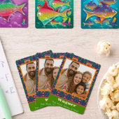 家族写真かわいらしフォーク蝶の花カスタムの トランプ