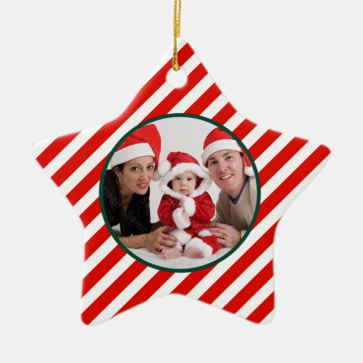 家族写真のキャンディ・ケーンの星 セラミックオーナメント (正面)