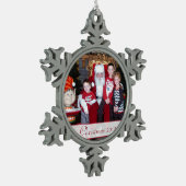 家族写真のクリスマスの雪片のオーナメント スノーフレークピューターオーナメント (左)