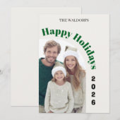 家族写真のクリスマスカード | ハッピー・ホリデー シーズンカード (正面/裏面)