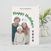 家族写真のクリスマスカード | ハッピー・ホリデー シーズンカード (スタンド正面)