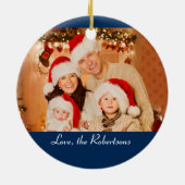 家族写真のクリスマスツリーのギフト セラミックオーナメント (裏面)
