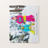 家族写真のクリスマス記念品 名前入り ジグソーパズル (縦)